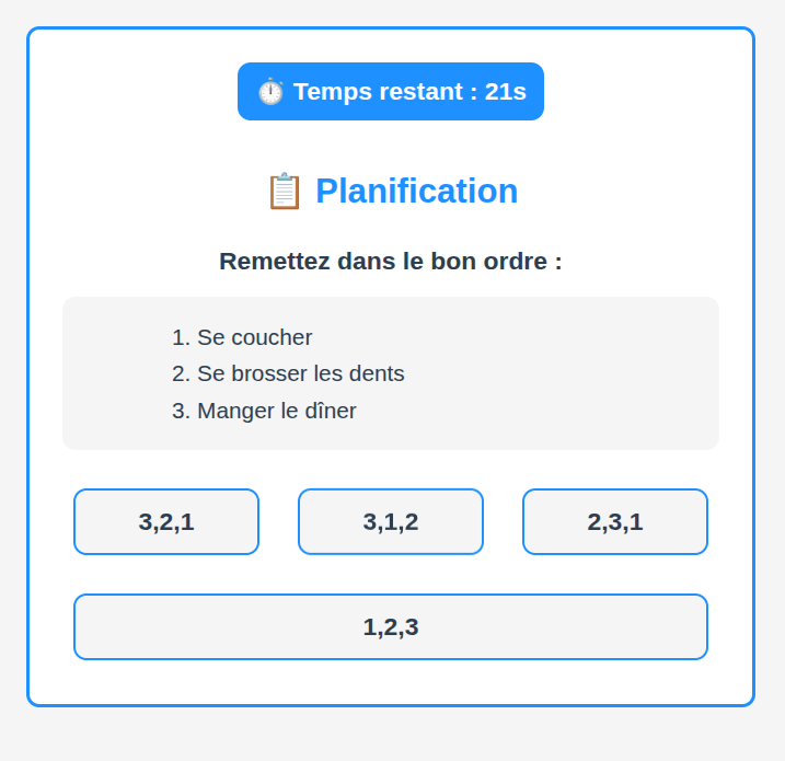 Exercice de planification visuelle sur Algomind